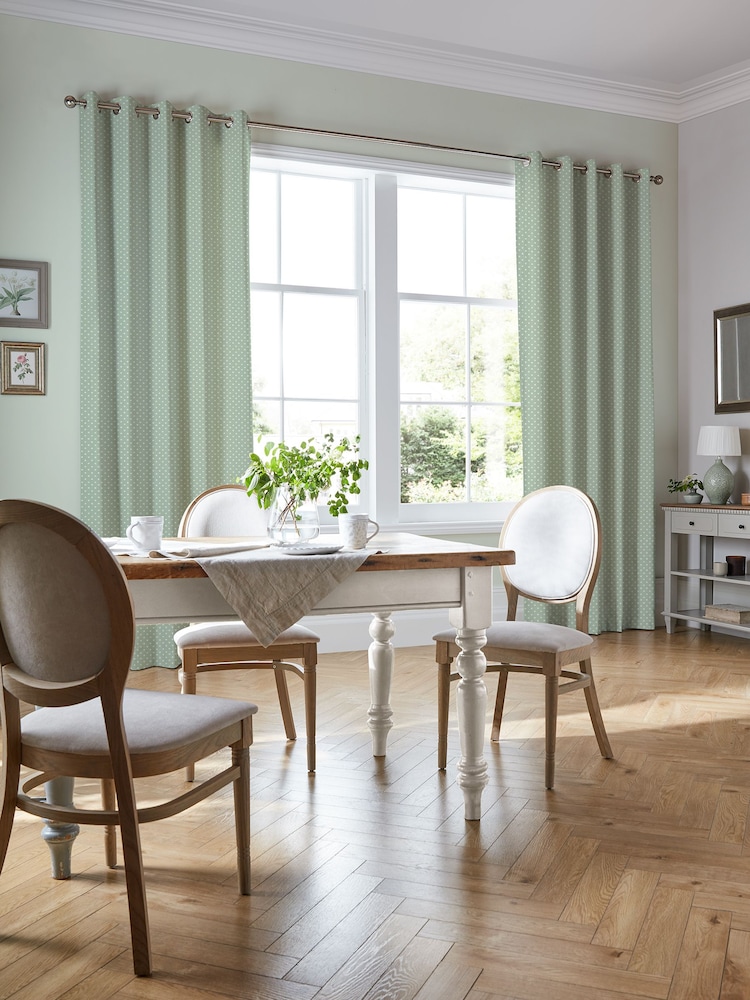 Laura Ashley Sage Louise Star Made to Measure 100% Cotton Curtains - Image 2 of 9