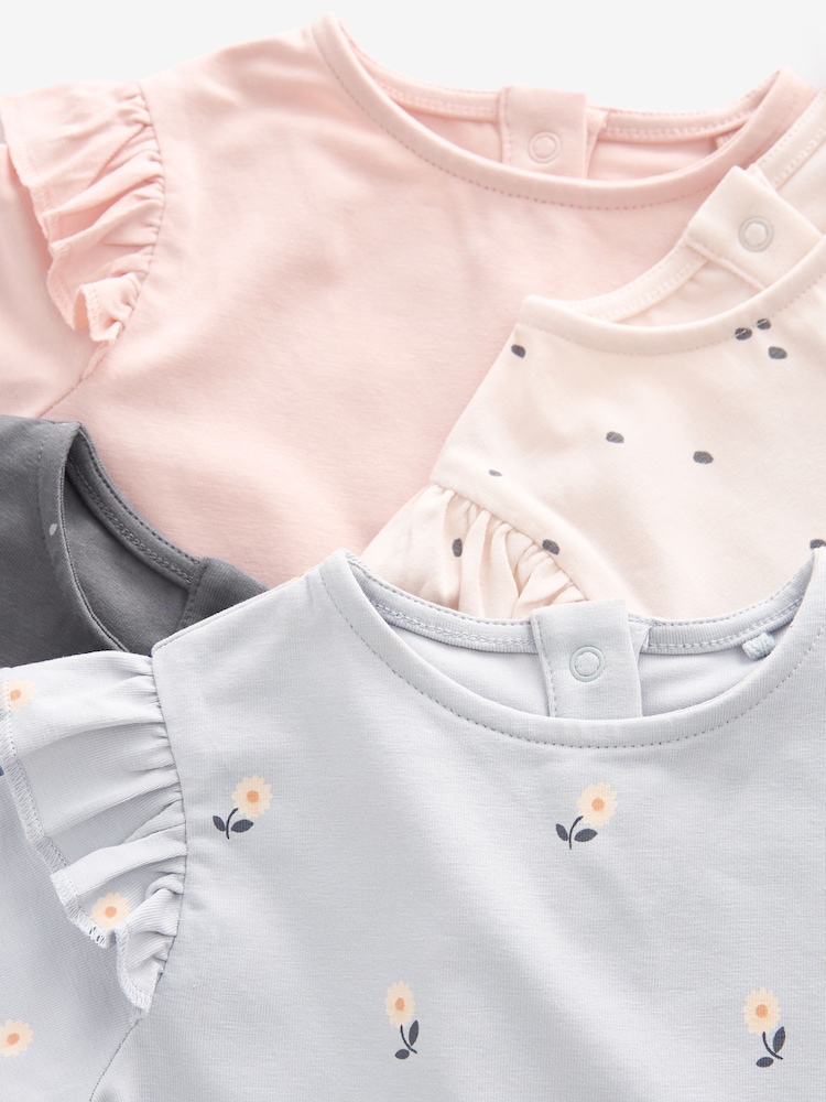 Pink/Grey Baby Long Sleeve Tops 4 Pack - Image 7 of 7