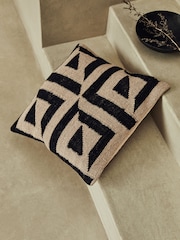 French Connection Black Sundial Woven Wool Cushion - Image 1 of 3