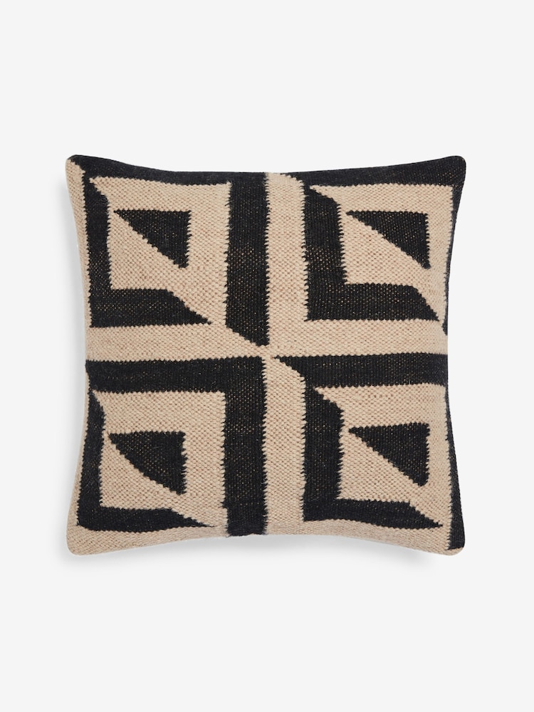 French Connection Black Sundial Woven Wool Cushion - Image 2 of 3