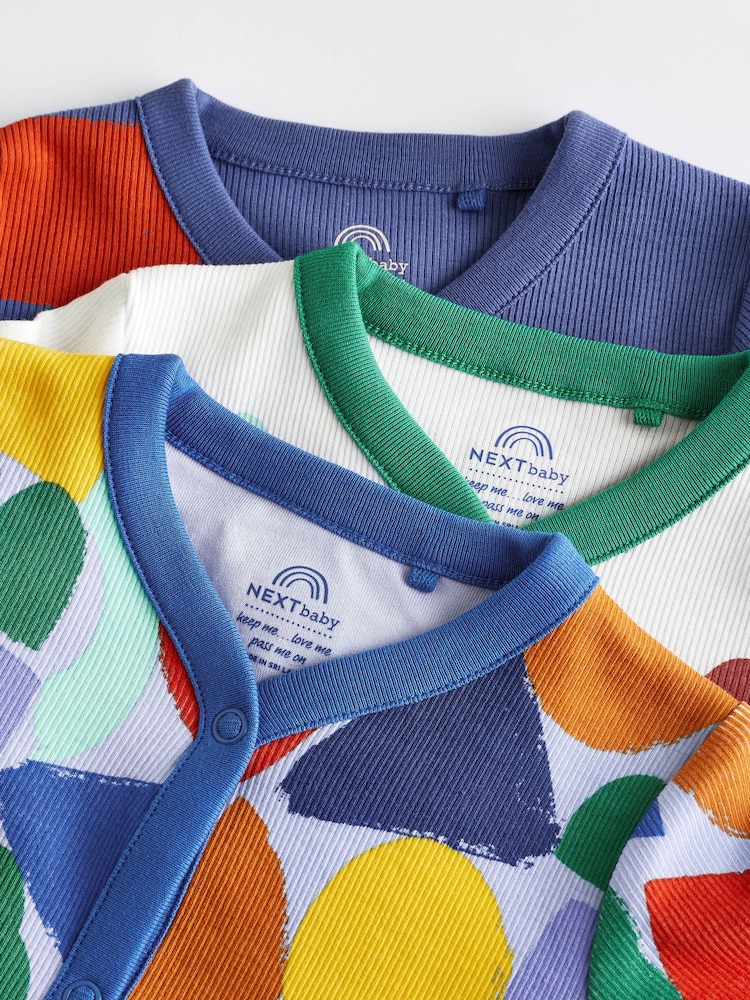 Blue Rainbow Footless Baby Sleepsuit 3 Pack (0mths-3yrs) - Image 4 of 9