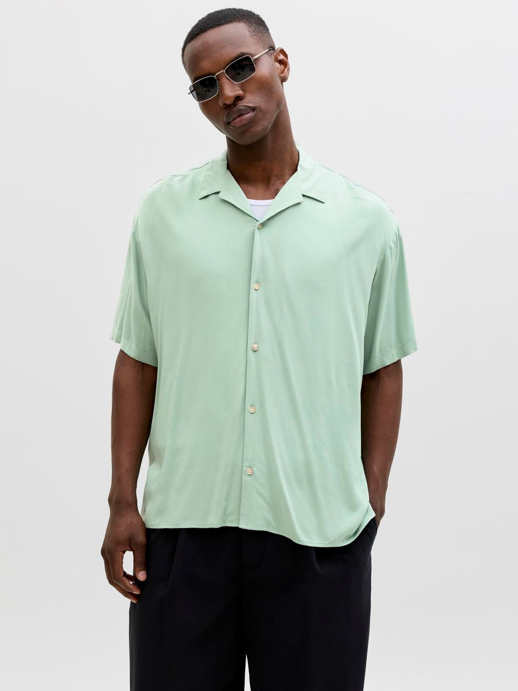 Jack & Jones Men's Green Viscose Resort Shirt