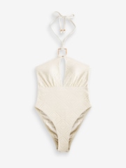 Victoria's Secret White Crochet Tummy Control Halterneck Swimsuit - Image 7 of 7