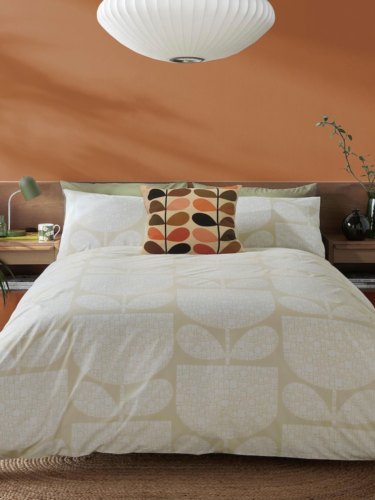 Orla Kiely Cream Block Garden 100% Cotton Pillow Cases - Image 2 of 3