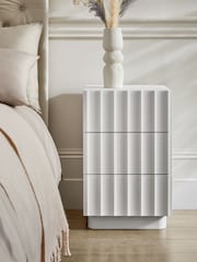 White Kendal Oak Effect 3 Drawer Bedside Table - Image 1 of 6