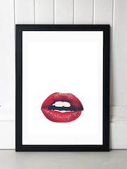 East End Prints Black Lips by Honeymoon Hotel Black Framed Print - Image 1 of 1