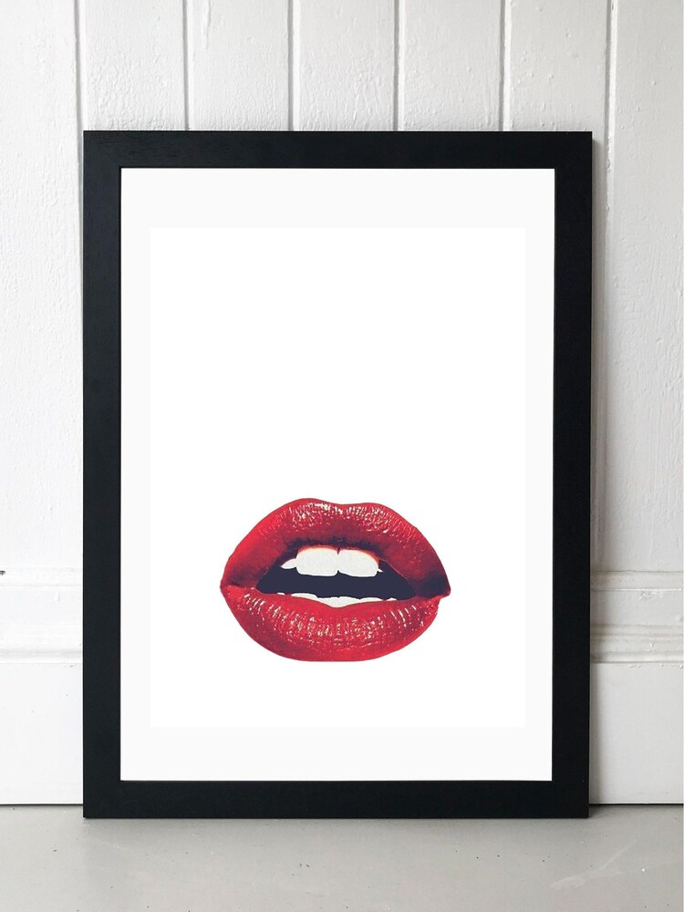 East End Prints Black Lips by Honeymoon Hotel Black Framed Print - Image 1 of 1 East End Prints Black Lips by Honeymoon Hotel Black Framed Print - Image 1 of 1