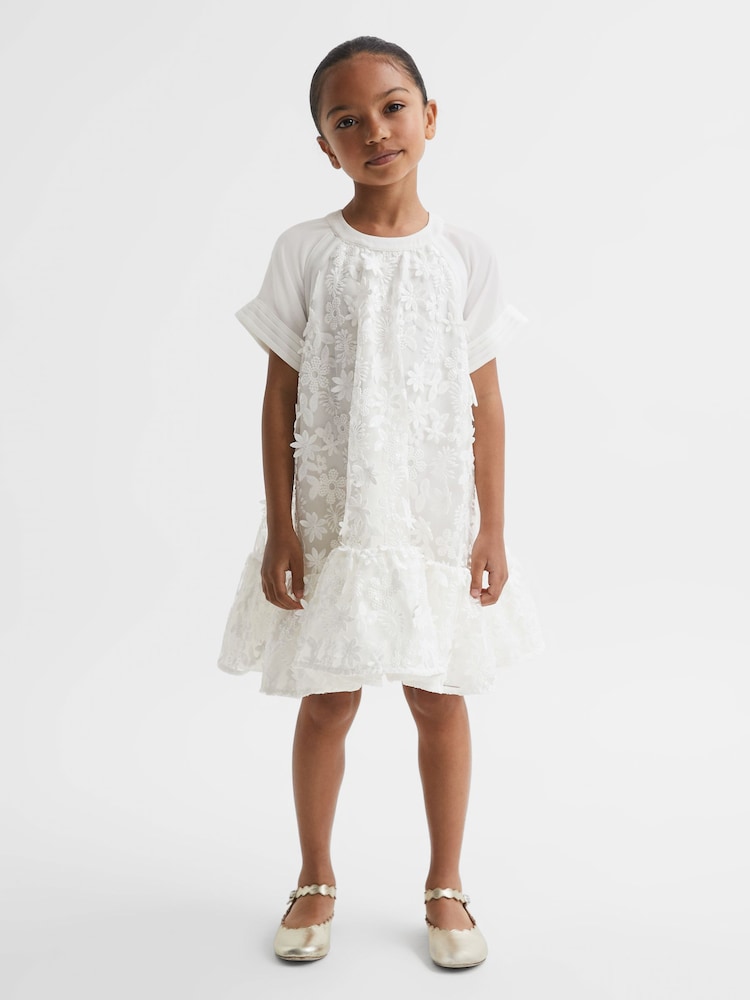 Reiss Ivory Theo 9-13 yrs Embellished Flared Dress - Image 1 of 7