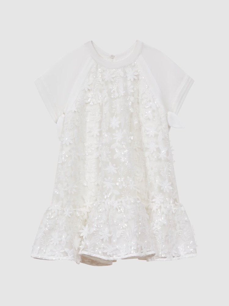Reiss Ivory Theo 9-13 yrs Embellished Flared Dress - Image 2 of 7