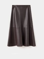 Mango Brown Faux Leather Midi A Line Skirt - Image 5 of 7