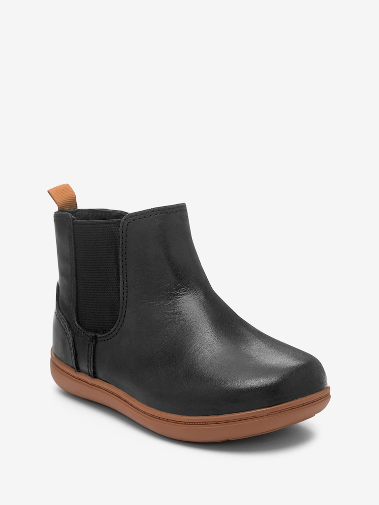 Black Wide Fit (G) Leather Ankle Boots - Image 2 of 4
