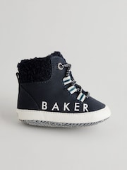 Baker by Ted Baker Boys Navy Borg Trim Boots - Image 2 of 6