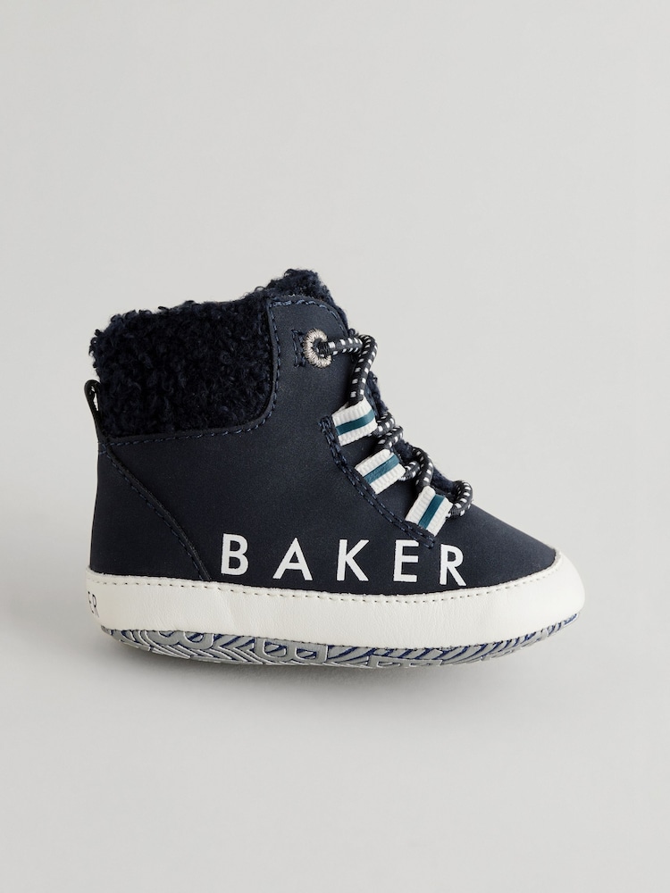Baker by Ted Baker Boys Navy Borg Trim Boots - Image 2 of 6