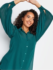 M&Co Green Pleat Sleeve Shirt - Image 5 of 5