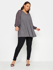 Yours Curve Purple Abstract Print Mesh Swing Top - Image 2 of 5