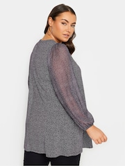 Yours Curve Purple Abstract Print Mesh Swing Top - Image 3 of 5