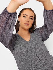 Yours Curve Purple Abstract Print Mesh Swing Top - Image 4 of 5