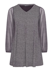 Yours Curve Purple Abstract Print Mesh Swing Top - Image 5 of 5