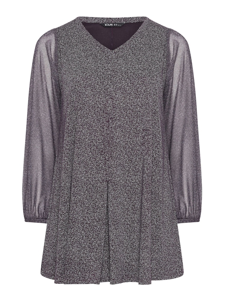 Yours Curve Purple Abstract Print Mesh Swing Top - Image 5 of 5