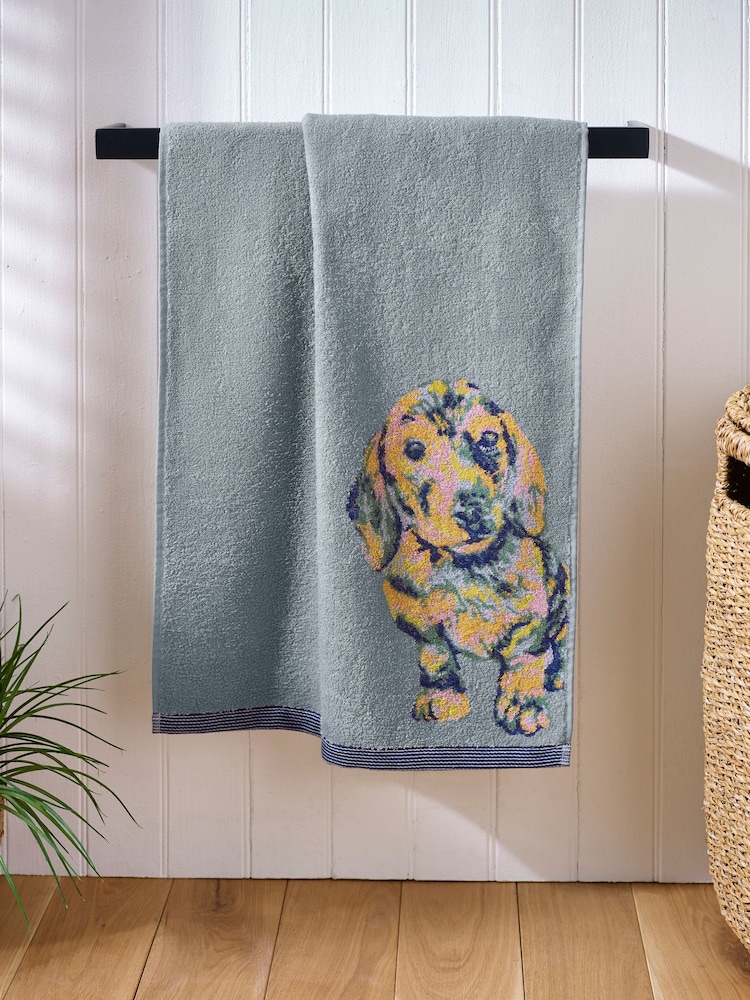 Blue Sausage Dog 100% Cotton Towel - Image 1 of 3