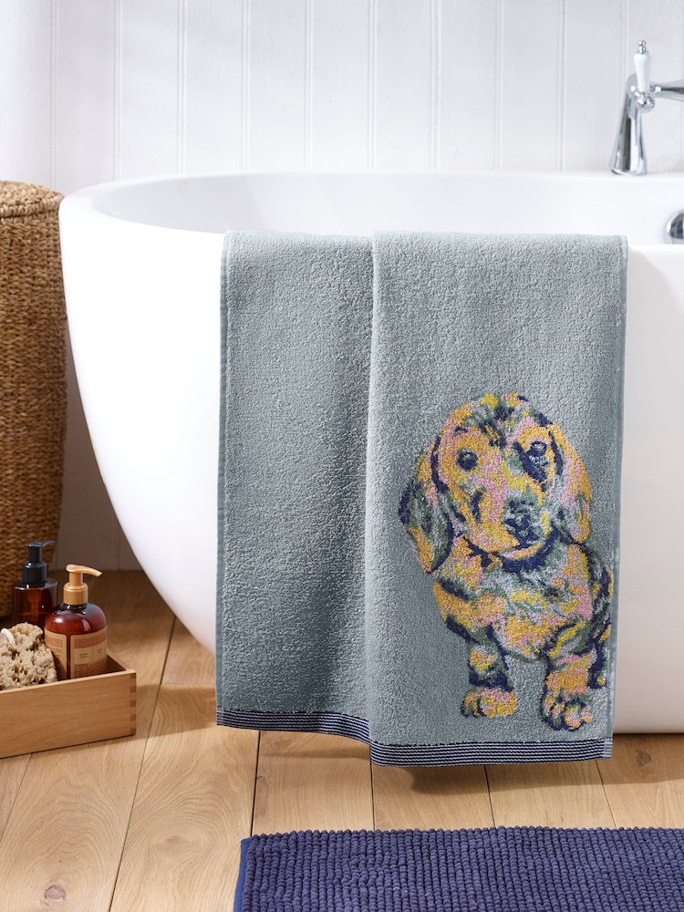 Blue Sausage Dog 100% Cotton Towel - Image 2 of 3