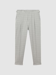 Reiss Soft Grey Ridge Slim Fit Prince of Wales Rolled Hem Trousers - Image 2 of 5
