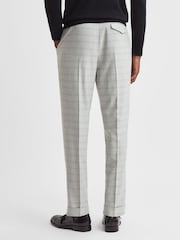 Reiss Soft Grey Ridge Slim Fit Prince of Wales Rolled Hem Trousers - Image 5 of 5