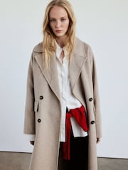 Mango Beige Wool Blend Dropped Shoulder Coat - Image 2 of 7
