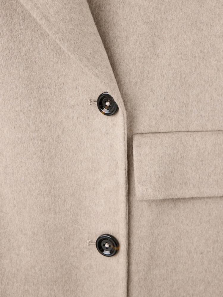 Mango Beige Wool Blend Dropped Shoulder Coat - Image 7 of 7