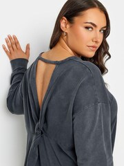 Yours Curve Grey Cut Out Sweatshirt - Image 4 of 4