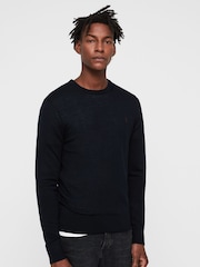 AllSaints Navy Mode Merino Crew Jumper - Image 11 of 11