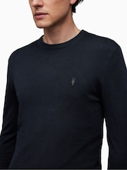 AllSaints Navy Mode Merino Crew Jumper - Image 4 of 11