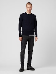 AllSaints Navy Mode Merino Crew Jumper - Image 8 of 11