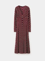 Mango Red Polka Dot Ribbed V-Neck Maxi Dress - Image 5 of 7