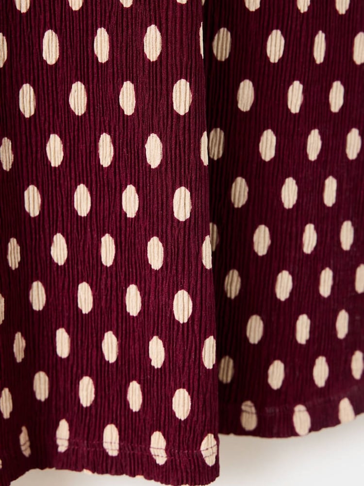 Mango Red Polka Dot Ribbed V-Neck Maxi Dress - Image 7 of 7