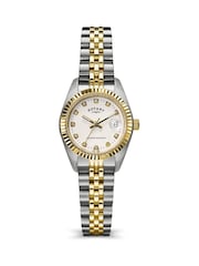 Rotary Silver Cocktail Stone Set Dial Two Tone Plated Stainless Steel Bracelet Watch - Image 2 of 5