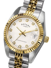 Rotary Silver Cocktail Stone Set Dial Two Tone Plated Stainless Steel Bracelet Watch - Image 3 of 5
