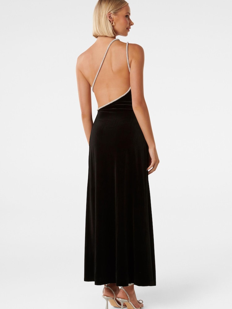 Forever New Black Costanza Diamante Velvet Gown - Image 2 of 4