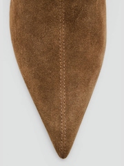 Mango Brown Suede Ruched Kitten Heel Ankle Boots - Image 4 of 4