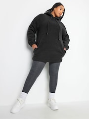 Yours Curve Black Teddy Hooded Sweatshirt - Image 1 of 5