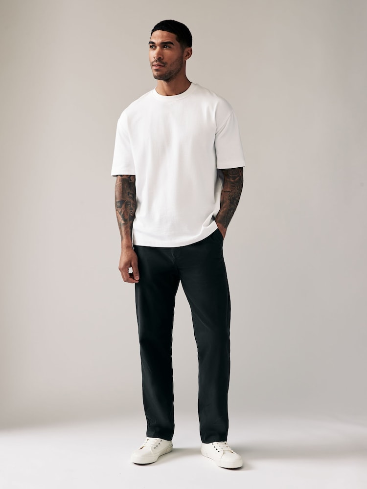 Black Relaxed Fit Stretch Chinos Trousers - Image 2 of 10