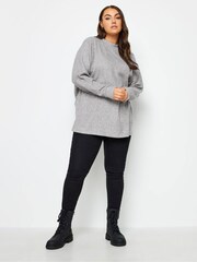 Yours Curve Grey Soft Touch Ribbed Sweatshirt - Image 3 of 4