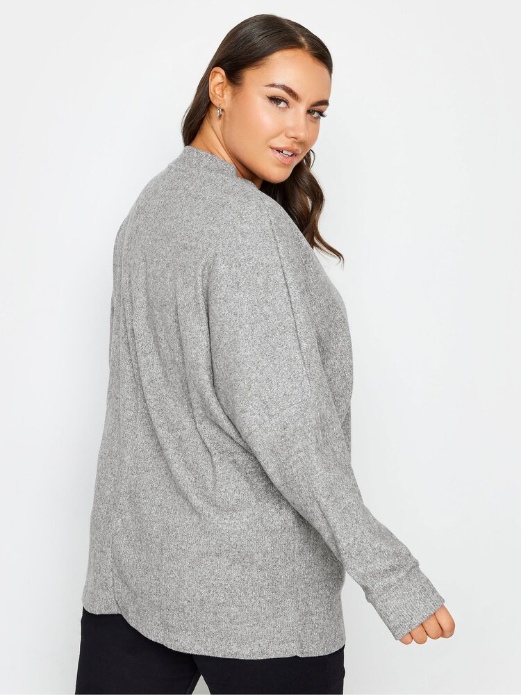 Yours Curve Grey Soft Touch Ribbed Sweatshirt - Image 4 of 4
