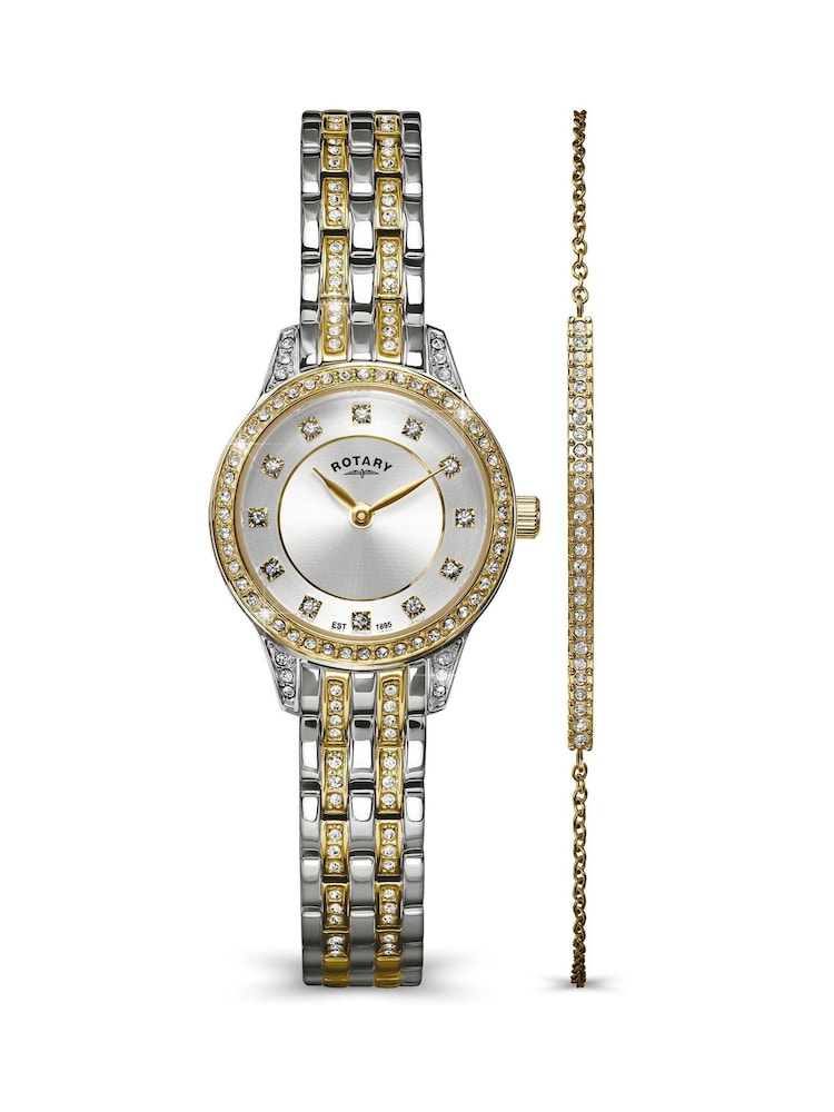 Rotary Silver Two Tone Stainless Steel Watch & Stone Set Bracelet Set - Image 2 of 6