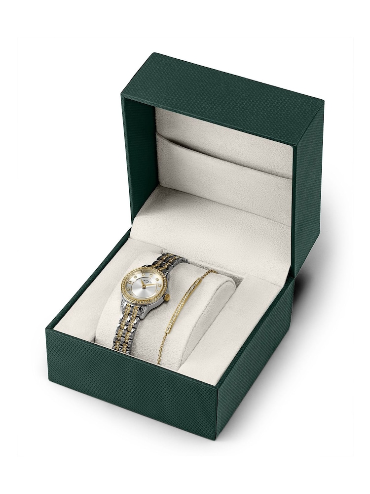 Rotary Silver Two Tone Stainless Steel Watch & Stone Set Bracelet Set - Image 6 of 6
