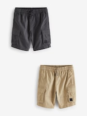 Charcoal Grey/Stone Cargo Shorts 2 Pack (3-16yrs) - Image 1 of 4