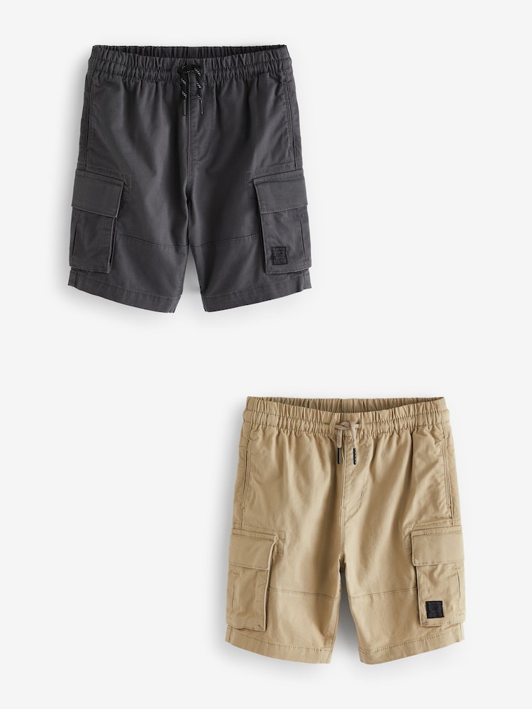 Charcoal Grey/Stone Cargo Shorts 2 Pack (3-16yrs) - Image 1 of 4