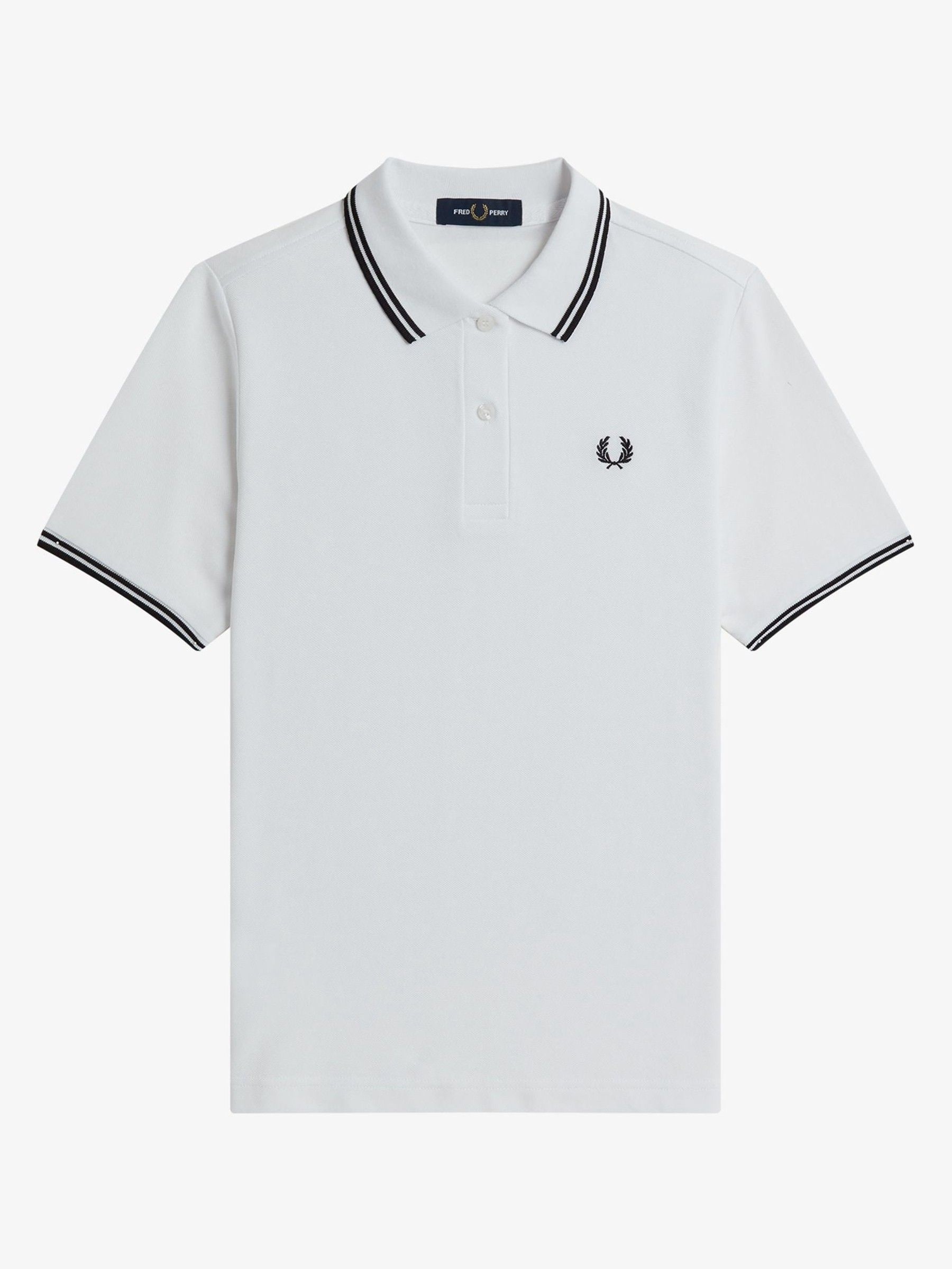 Buy Fred Perry White/Black Fred Perry Twin Tipped Polo Shirt from