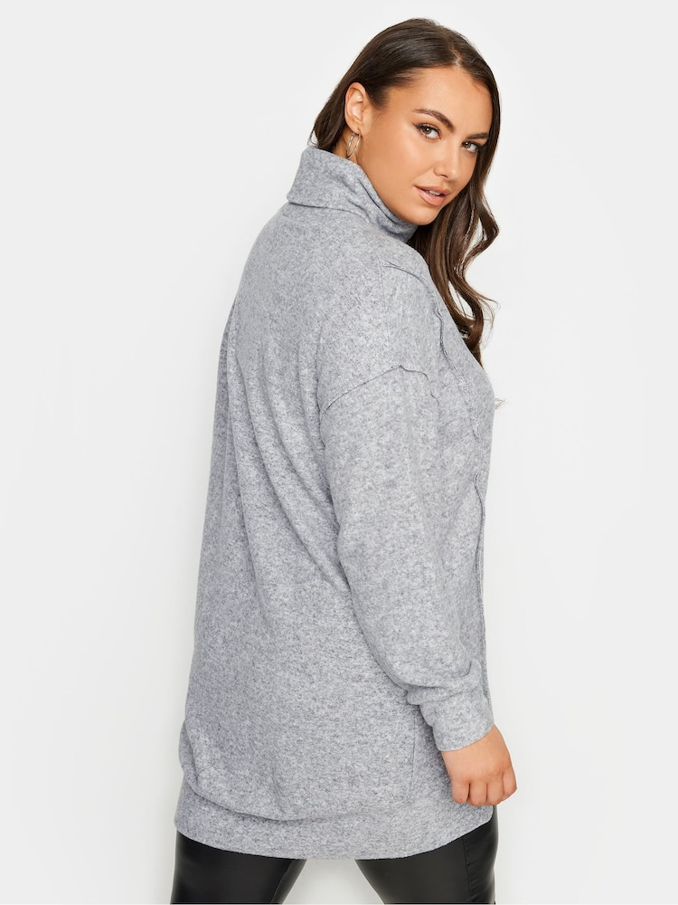 Grau/weiß - Yours Curve Rollkragenpullover mit weichem Griff - Bild 2 von 4 Grau/weiß - Yours Curve Rollkragenpullover mit weichem Griff - Bild 2 von 4