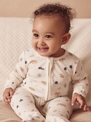MORI Bear Print Viscose Cotton Blend Zip Up Sleepsuit - Image 1 of 5